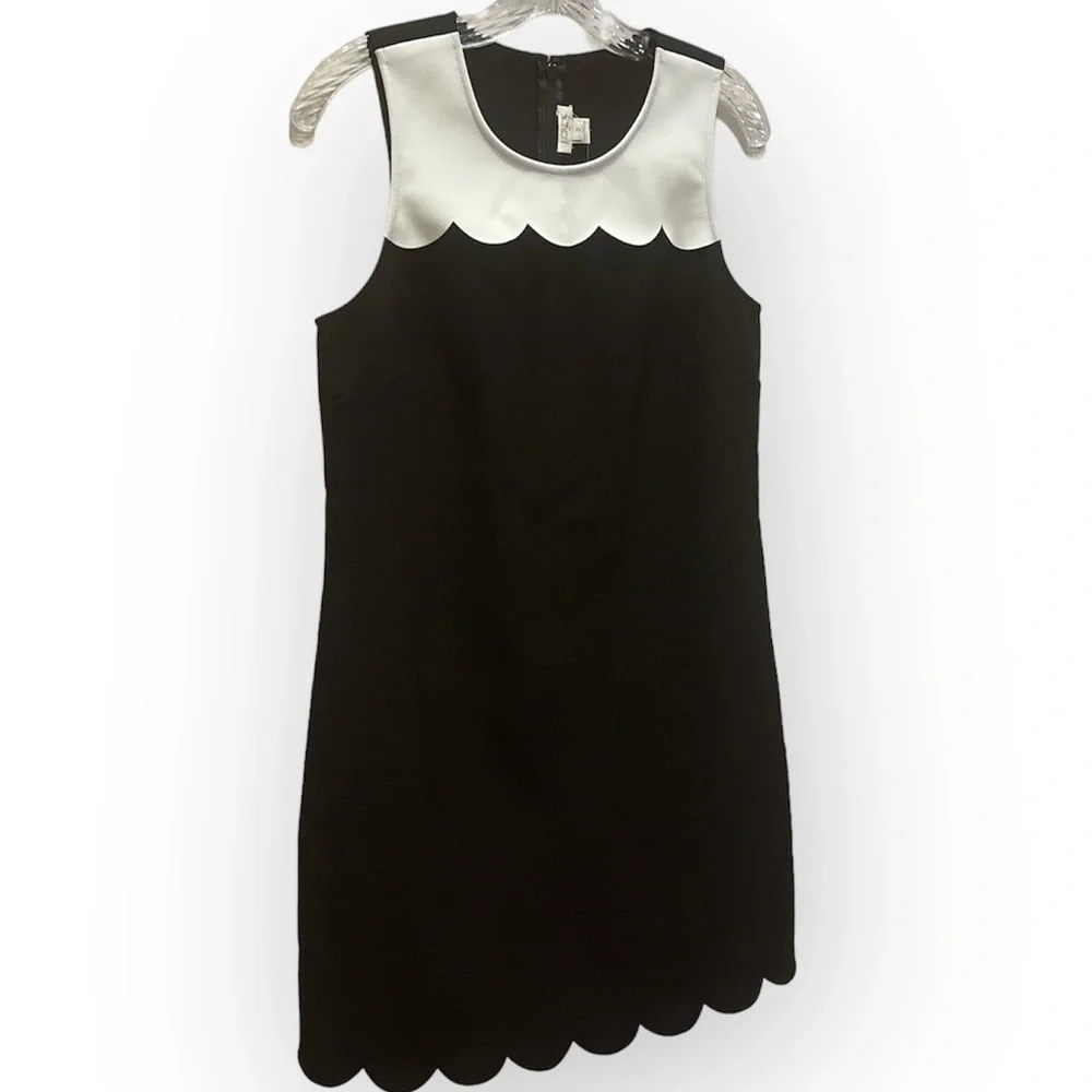 NWT J Crew Black and White Scalloped Hem Shift Dress size 2